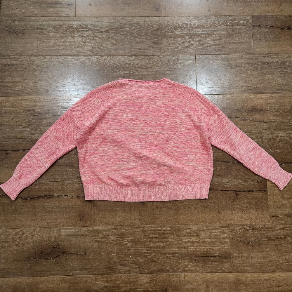 Loft women's coral cotton drop shoulder Sweater sz XL minimalistcore bohocore - Picture 9 of 9